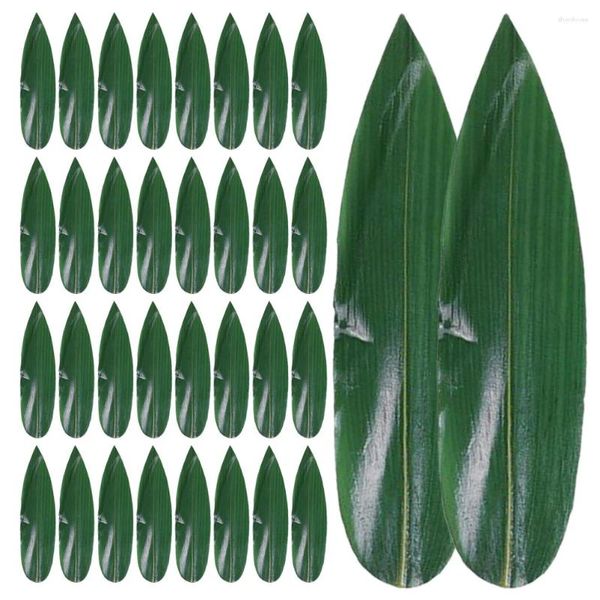 Учебные посуды наборы 100 шт. Суши -бамбуковые листья японский коврик декоративный лоток для листьев сашими домашний фальшивый для блюд