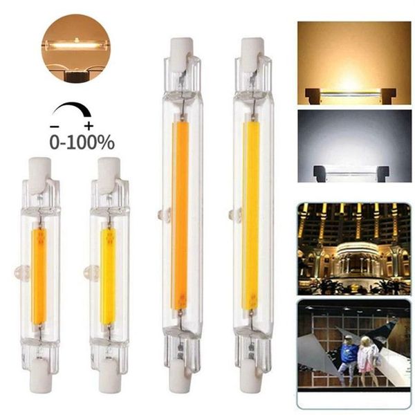 R7S Tubo de vidro de bulbo LED de LED reduzido 78 mm 6w 118mm 10w Substitua a lâmpada de halogênio 100W Luz de milho de cor de espiga branca quente AC110V 220V257G
