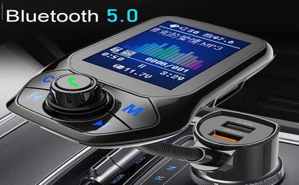 Car Charge Mp3 Music Player Bluetooth 5 приемник FM -передатчик Dual USB QC30 Зарядка U Disk Card Cardless Music2286405