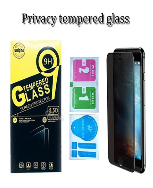 Protetor de tela de vidro temperado com privacidade para iPhone 14 14Pro 13 12 Pro Max 7 8 Plus com pacote antispy Protect Film8556369