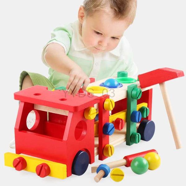 Brinquedos de inteligência montessori brinquedos educativos de madeira para crianças aprendizagem precoce desenvolvimento crianças inteligência bater bola parafuso porca caminhão carzln231223