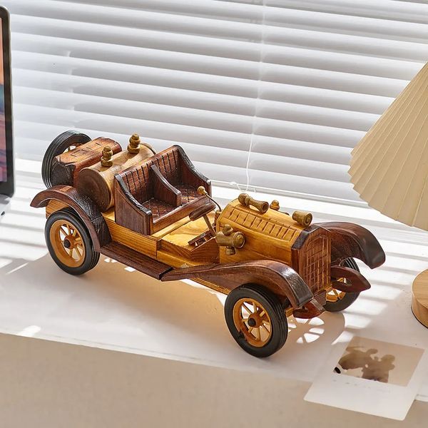 Ornamentos de presentes para decoração de casa interior em madeira colecionável estatuetas carros de motocicleta