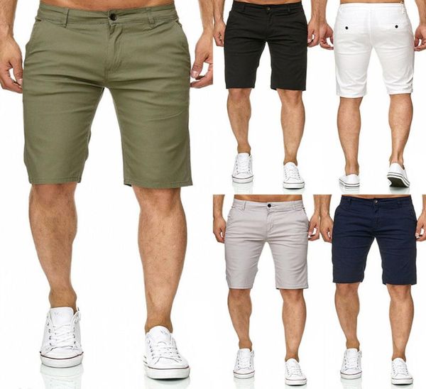 Fresco uomo slim fit cotone miscela di cotone morbido uniforme uniforme ginocchio cortometraggi casual esercita estate verde bianco beige shorts4229687