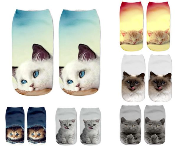 3D Animal Cat Print Herbst Frauen Unterwäsche Mode Kurzsocken lustige süße lässige Socken für Frauen Mädchen1999942