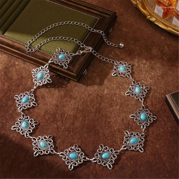 Cintos Bohemian Emerald Chain Women Women Belly Belt Metal Caist Jewelry Ornament