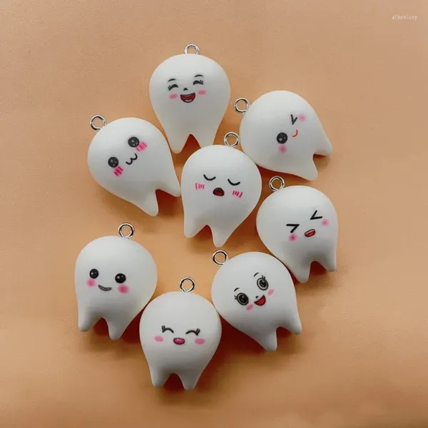 Charms 10pcs fofos olhos grandes dentes resina dente de dente Diy brinco de desenho animado joias pendentes fazendo descobertas