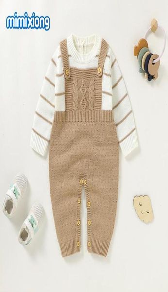 BABY ROMPERS gestrickt Neugeborene Jungen Mädchen Langarm -Overall Outfits Herbst Winter Casual Infant Unisex äußere Wäsche Kleidung 018M4918210