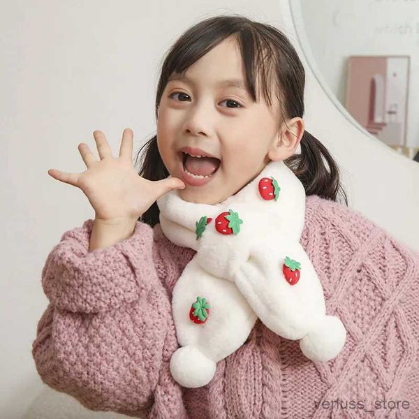 Scarves Wraps 2022 Winter Soft Plush Childrens Scarf Cute Cartoon Girl Wrap Thick Warm Scarf Autumn Outdoor Kids Neckerchief Drop Shipping