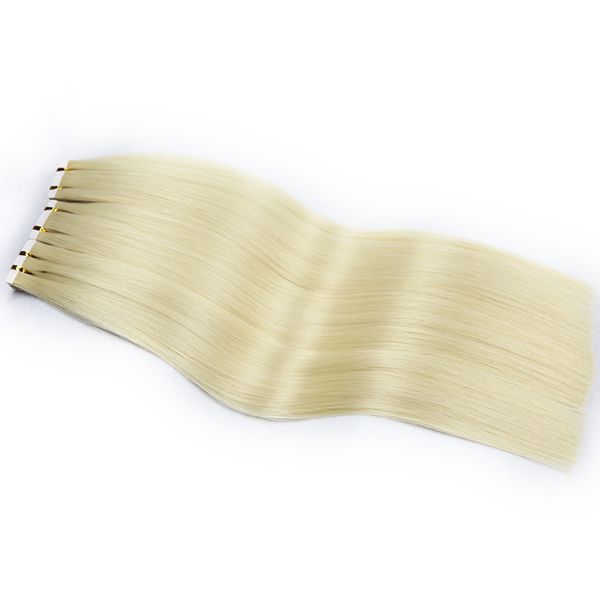 40 pezzi Capelli europei dritti #60 Colore biondo estensioni di capelli umani