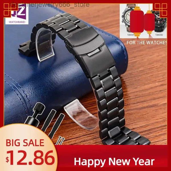 Bande di orologi in acciaio inossidabile in metallo solido per timex t2n720 T2N721 T2N739 TW2R55500 ES Bracciale da uomo Strap 24*16mm Banda Q231223