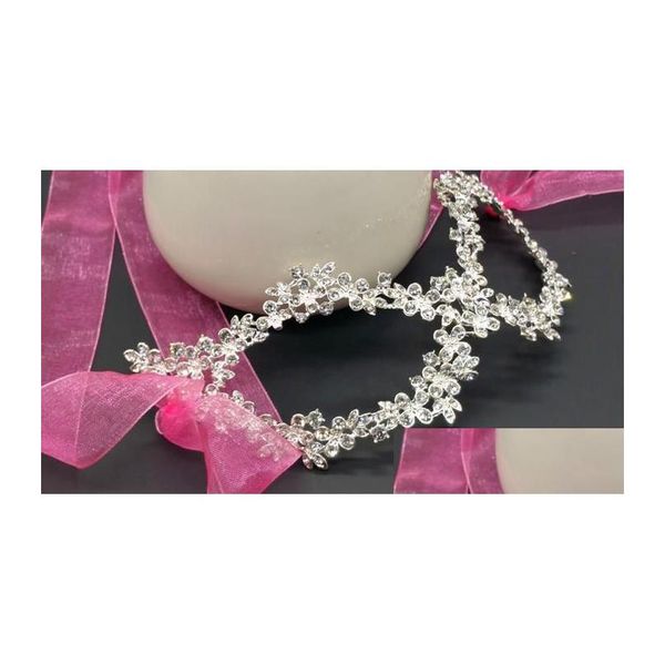 Parti Maskeleri Diy Kristal Rhinestone Maskesi Venedik Masquerade Kadın Seksi Metal Eyemask Düğün Fantezi Ball Noel sahne hediyesi 5 Drop Otx1k