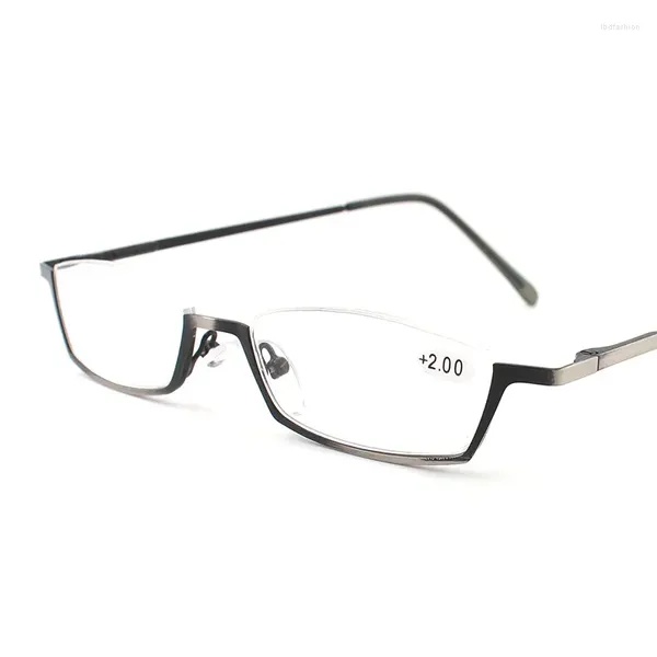 Güneş gözlüğü küçük yarım çerçeve erkek okuma gözlükleri kadınlar bahar menteşeleri reçete alaşımı 1.0 1.5 2.0 2.5 3.0 3.5 4.0