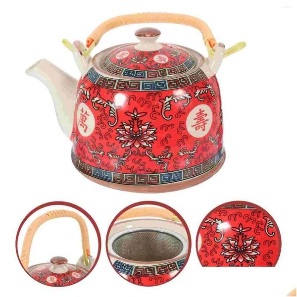 Dinnerware Define chaleira de chá vintage em estilo chinês porcelana de água de cerâmica com alça de entrega de home home jardim cozinha jantar b dhyp2