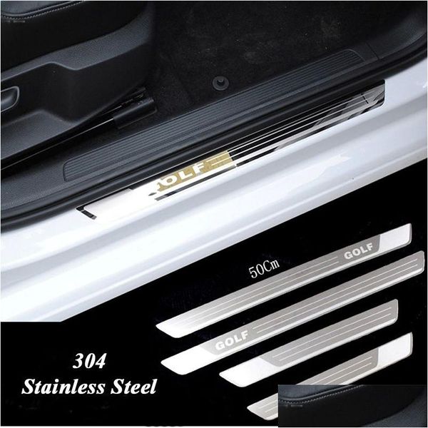 Pedallar Tra-Thin Paslanmaz Çelik Scuff Plaka Kapısı SILL VW Golf 7 MK7 6 MK6 Hoş Geldiniz Pedal Eşik Araç Aksesuarları 2011- Deliv Dhyue Drop