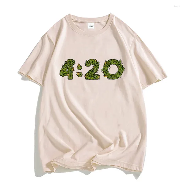 Camisetas masculinas 4:20 Time Impressão gráfica Tee-camiseta Cotton Men/Women Camise