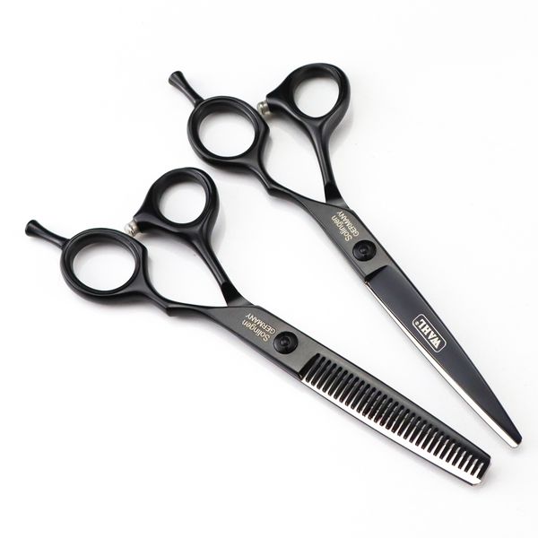 Professioneller JP 440c Stahl 6 '' Schwarz/Silber geschnittene Haarschere Haarschnitt Ausdünner Friseur Makas Schneiden Sie Schere Friseur Schere Schere