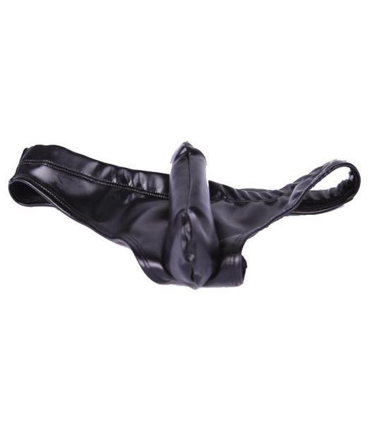 MS Sexy Men Pu Faux Leather U Travex Briefs lingerie gstring gay Latex micro mini curto biquíni pênis bolsa gay desgaste fetish6861793