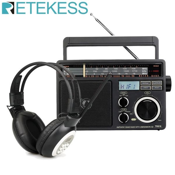 Connectors Retekess TR618 FM Am коротковолновая радиопередача Radio Radio Radio Mp3 Player и TR101 цифровые наушники Radio Support Aux вход