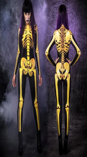 Women039s комбинезоны ромпезируют костюм Хэллоуин скелет косплей Leotard7046362