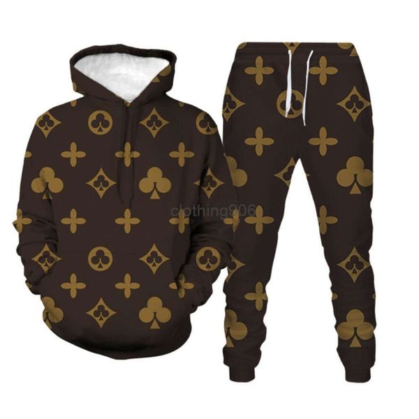 2024SS Mens Tracksuit Zwei -Stück -Set 3D -gedrucktes Kapuzen -Designer -Training Anzug Sporthosen Hoodie Louiseitys Comfy Sweatsuit Herren Kleidung Plus Size 6xl