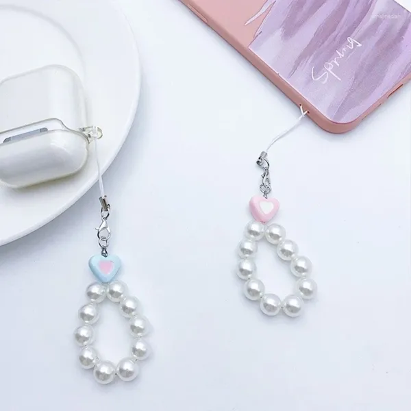 Portachiavi Perle alla moda con perline Portachiavi corto Accessori per telefoni pendenti