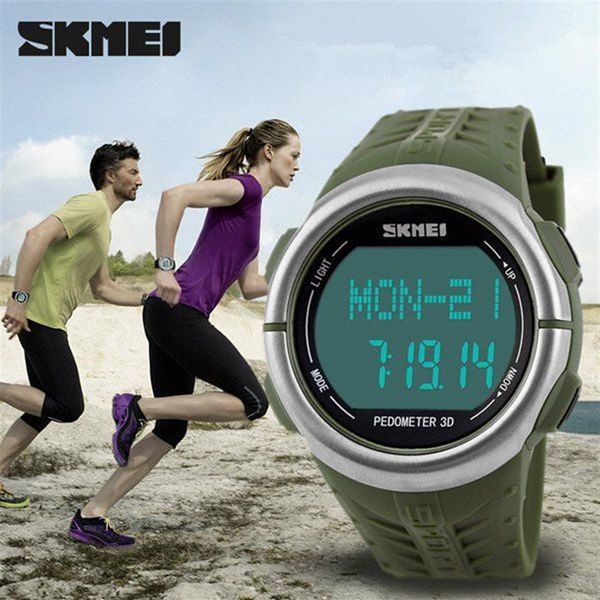 SKMEI 1058 Monitoraggio cardiaco Monitoraggio Orologio Orologio Passapate Orologi Led per uomini Donne 50m Waterproof Digital Watch Sports Calorie Counter 227W