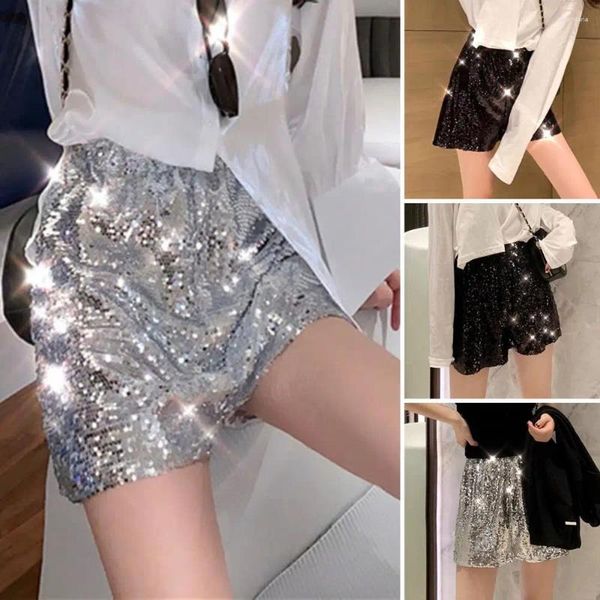 Damen-Shorts, glitzernde Pailletten, für hohe Taille, O-Ring, Reißverschluss, figurbetont, Party, Club, Festival, Tanz, sexy