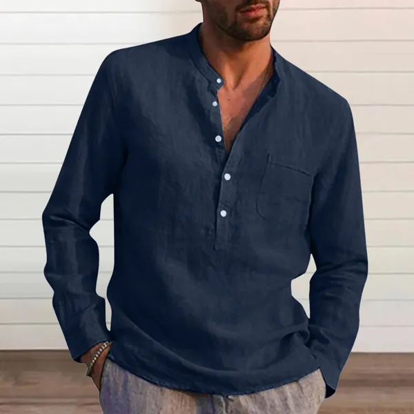 Camicie da uomo soild shood vendita in cotone abbottoni camicia a maniche lunghe autunnali con camicette casual top