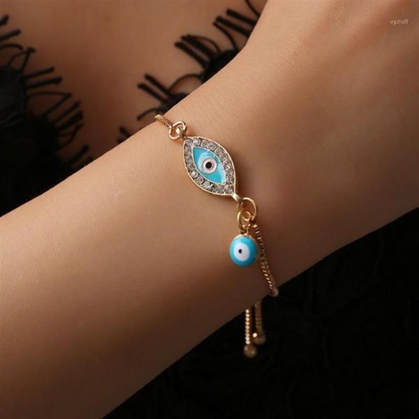 Charme Armbänder 2022 türkisch glückliche blaue Kristall für Frauen Handgefertigte Goldketten Schmuckarmband Frau #2873631240c