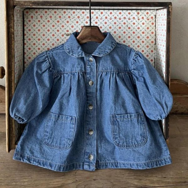 Jackets Kids infantil garotas meninas sólidas primavera no inverno de manga comprida botão jeans casaco roupas de casaco escolar crianças casacos para