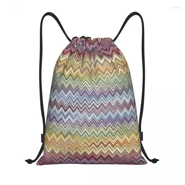 Bolsas de compras personalizadas boho chic moderno em zigue -zague saco de cordas de tração homens mulheres mulheres leves backpack de armazenamento de ginástica esportiva geométrica de ginástica esportiva