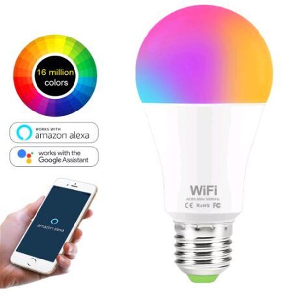 15W Wi -Fi Smart Light Light Rgb White Magic Lamdimmable Led E27 B22 Wi -Fi лампы, совместимые с Amazon Alexa Google Home Smartphone278q