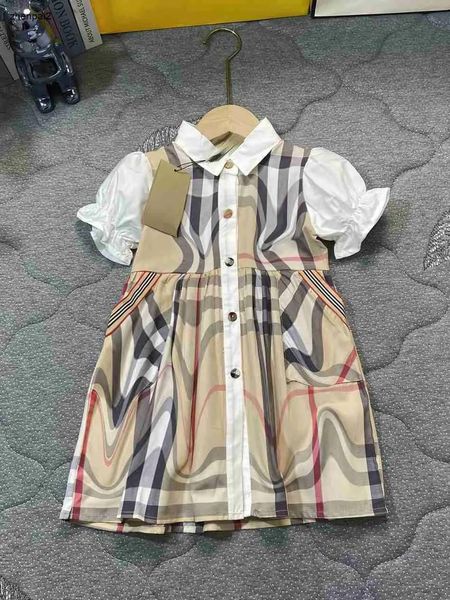 Kleider Luxus Designer Girl Kleider Hochwertiger Sommerkinder Rock Größe 90140 Baby Partydress Single Breasted Revers Child Kleid Nov15