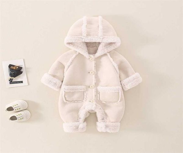 Dicke warme Kinderbaby Jumpsuit Kapuze im Fleece Boy Girl Winter Herbst Overalls Kinder Oberbekleidung für Kinder Snowsuan Strampler 25708197