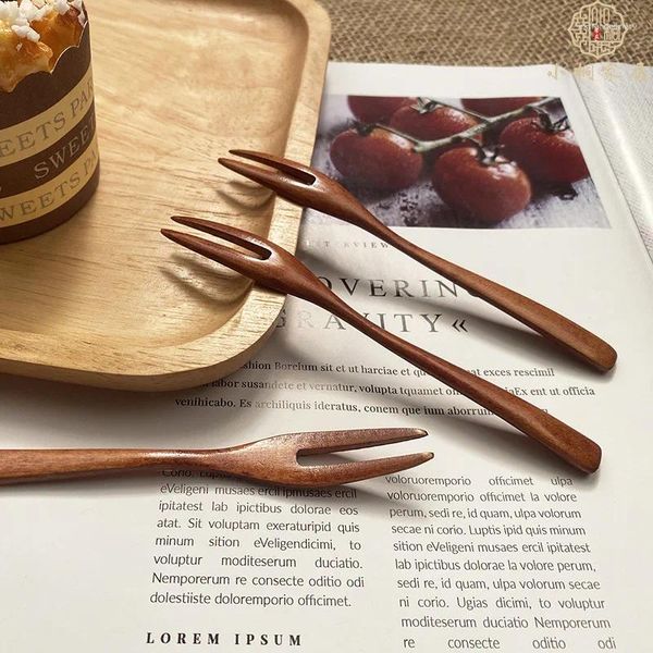 Forks durevoli stoviglie che mescola cucchiaio di bambù forchetta marrone in legno giapponese accessori da cucina