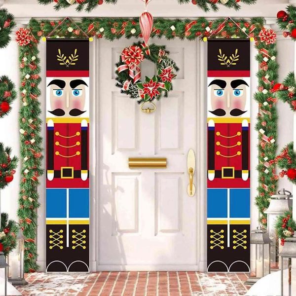 Decorazioni Schiaccianoci Banner Banner Decore di Natale per casa Merry Christmas Door Ornament Year Year 2022 Navidad 211028