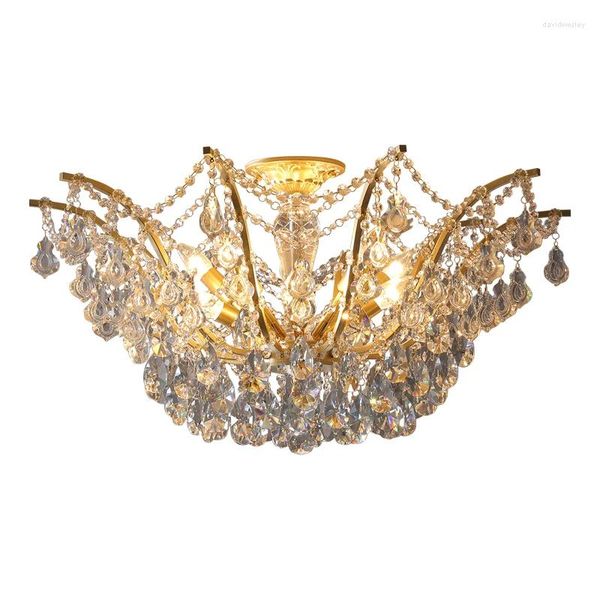 Lâmpadas pendentes American Crystal Lamp teto da sala de jantar Mestre viva viva antiga country lustre francês