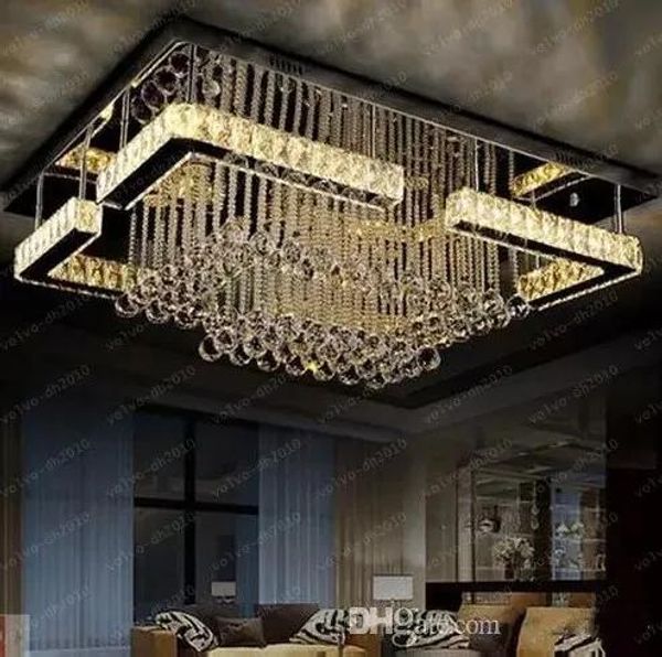 Lampadiers di alta qualità moderni a LED Crystal Crystal lampadari a sospensione Lampade a soffitto rettangolare Luci a soffitto Lustre villas Foyer soggiorno Li