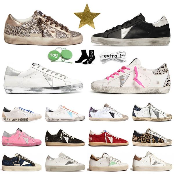 Designer Golden Star Italien Brand Superstars Casual Schuhe machen Frauen Männer Goldene Sneaker Pine Weiße alte schmutzige echte Ledergäste Männer Frauen Luxusplattform Schuh