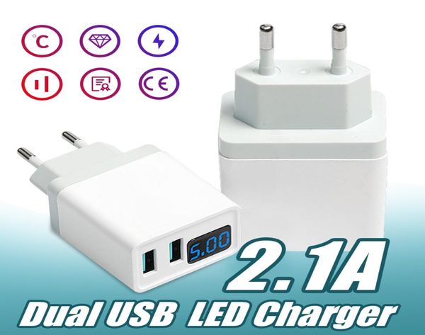 21a Smart Charger LED -дисплей Dual USB -телефонный зарядное устройство светодиодное дисплей Smart Plug Mobile Travel Adapter Adapter Adapter для Android Wi8340669