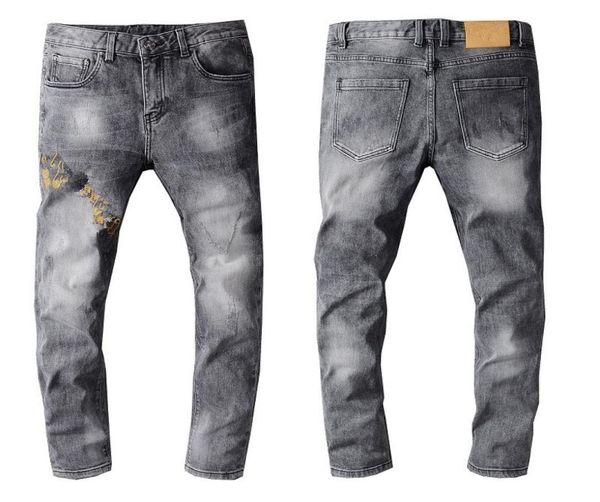 Listagem mais recente Design Design Jeans de inverno Jeans Azul de boa qualidade Designer Spray Tinta emendada Roupa Roupa Destruída High Destroyed Troushers7491305