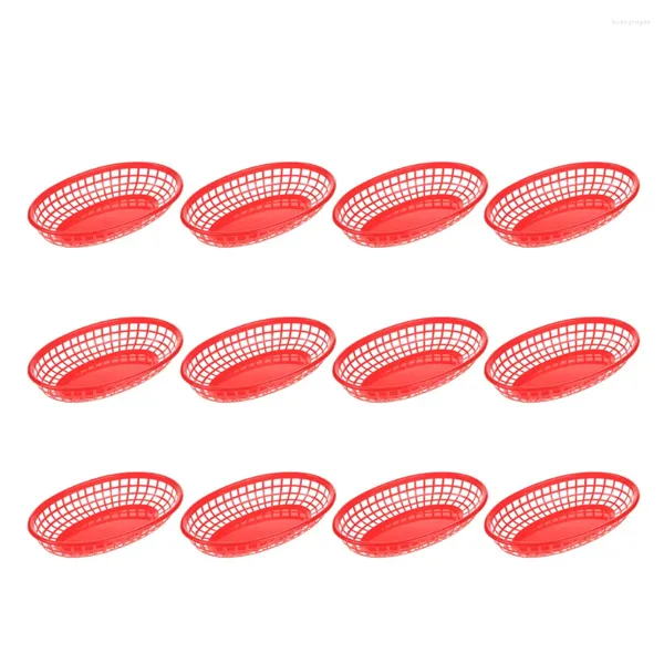 Conjuntos de utensílios de jantar 12 pcs chips cesto armazenamento de hambúrguer cães vegetais de plástico de placa rápida que serve bandeja de batatas fritas