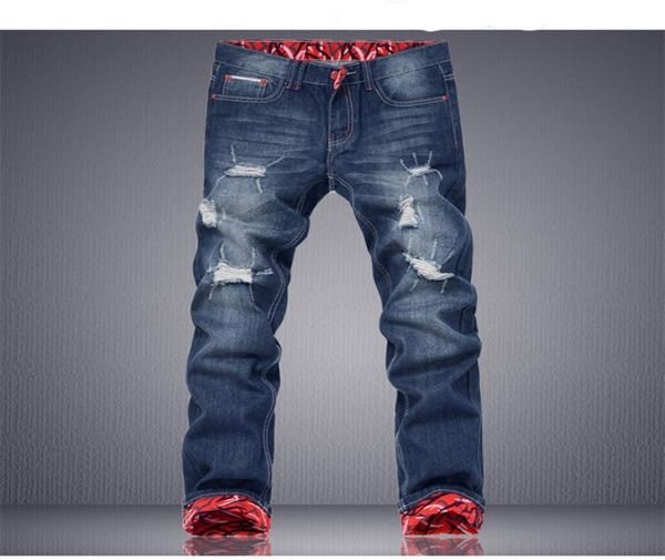 Ganzes 2015 Neu für Männer Slim Straight Casual Freizeit Jeans zerrissen Hip Hop Biker Jeans Homme Denim Hosen Overts Fracht 2187460