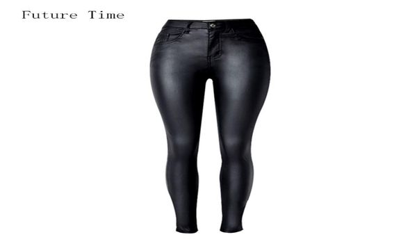 Moda Mulher Jeans que equipam a cintura alta Slim Skinny Woman JeansFaux Leather Jeanstretch Female Jeancy Pants C1075 2201109147447