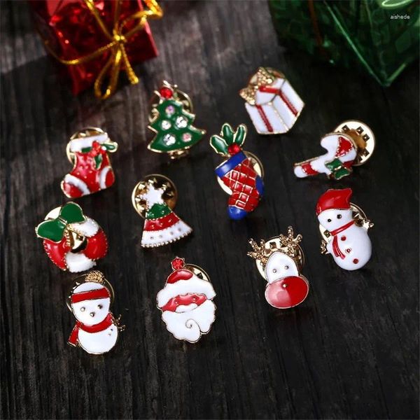 Broschen 3-12pcs/ Set Weihnachten Brosche Cartoon Cowboy Jacke Revers Pin Badge Schneeflockenbaum Snowman Ornament Geschenk