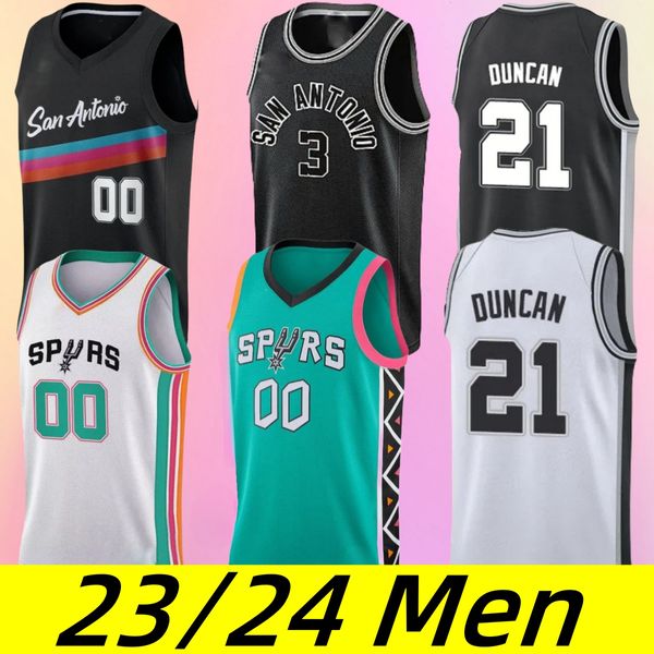 23/24 uomini Basketball Tony Parker Maglie Romeo Langford Devin Vassell Jeremy Sochan Manu Ginobili Tim Duncan Keldon Johnson Victor Wembanyama Zach Collins Jersey