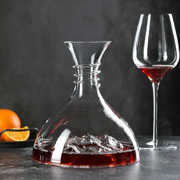 1750ml Wine Decanter Glass Iceberg Whisky Decanter Glass Crystal Wine Breather com tampa de água 231222