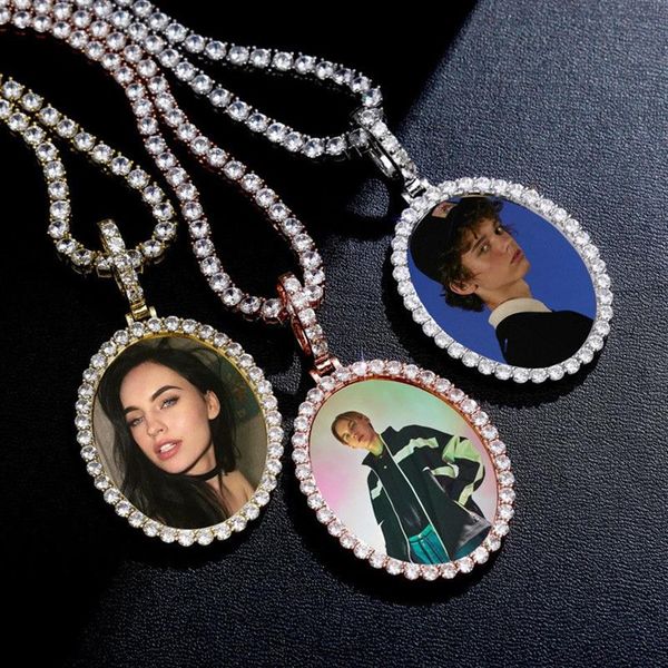 Memoria personalizzata Collana PENDANT FIATURA OVALITÀ Ovalo Solido Back Hip Hop Collana per uomini Donne333R