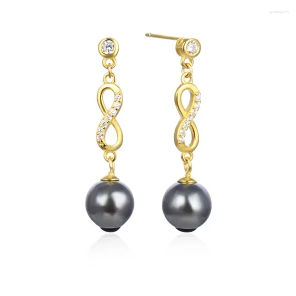 Brincos do garanhão Lefei moda moda clássica de luxo design criativo pérola dourada número 8 brinco para mulheres prata 925 festas jóias de charme
