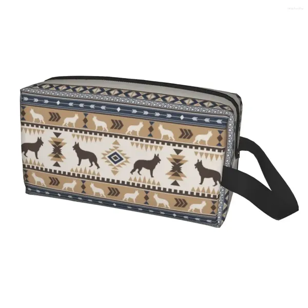 Sacchetti cosmetici viaggi boho cani tedesco pastore da toilette portatile alsatians organizzatore per il trucco per donne beauty stoccaggio dopp box